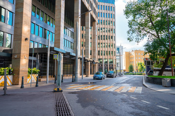 Fototapeta premium Moscow / Russia - 16 Aug 2020: Business quarter in Moscow, glass business buildings