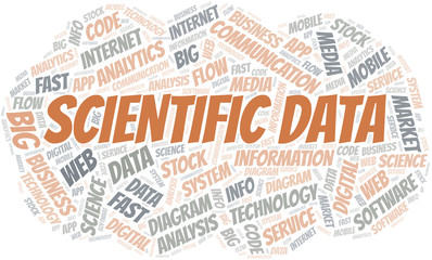 Fototapeta premium Scientific Data vector word cloud, made with text only.