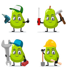 vector illustration of pear mascot or par character collection set with service or repair theme