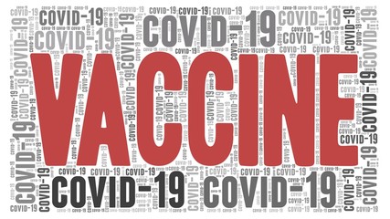 Vaccine for Covid-19 novel coronavirus vector illustration word cloud isolated on a white background.