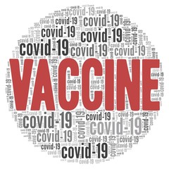 Vaccine for Covid-19 novel coronavirus vector illustration word cloud isolated on a white background.