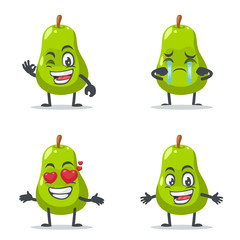 vector illustration of pear mascot or par character collection set with expression theme