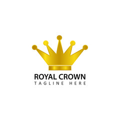 royal crown king logo template design vector with isolated background
