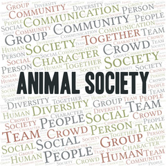 Animal Society word cloud create with text only.