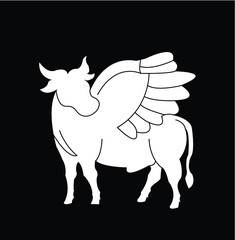 Imaginary bull with wings