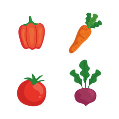 set of healthy fresh vegetables and fruits vector illustration design