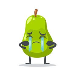 vector illustration of pear mascot or par character crying
