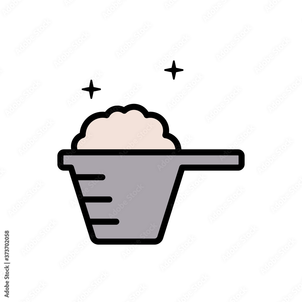 Poster powder detergent spoon icon. simple color with outline vector elements of laundry icons for ui and u