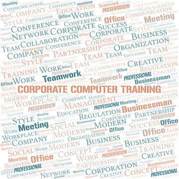Corporate Computer Training vector word cloud, made with text only.
