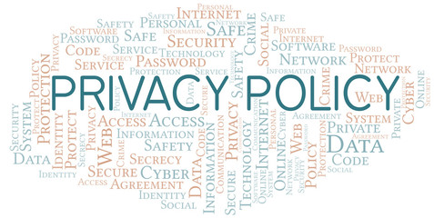 Fototapeta premium Privacy Policy vector word cloud, made with text only.
