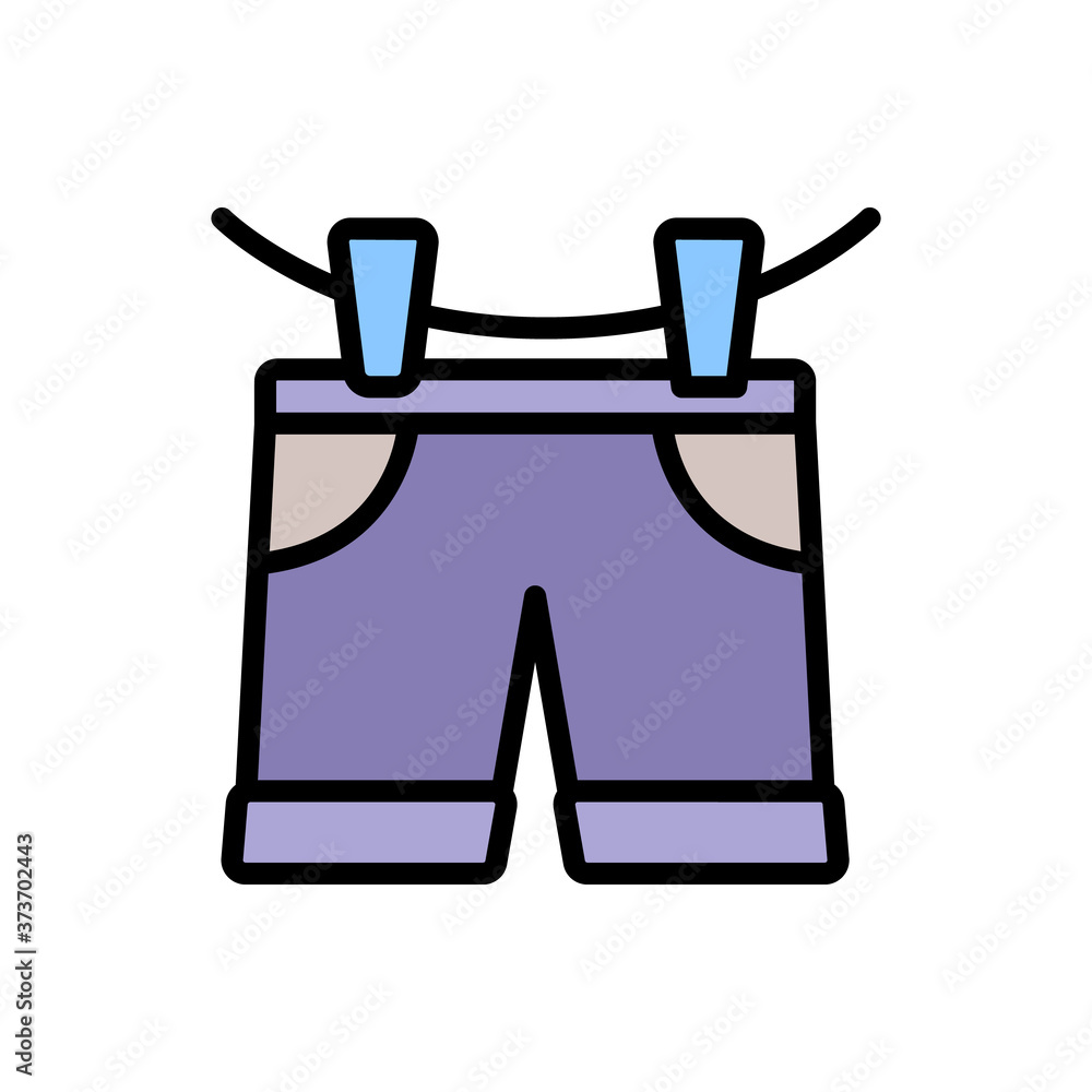 Poster trousers short clothespin icon. simple color with outline vector elements of laundry icons for ui an