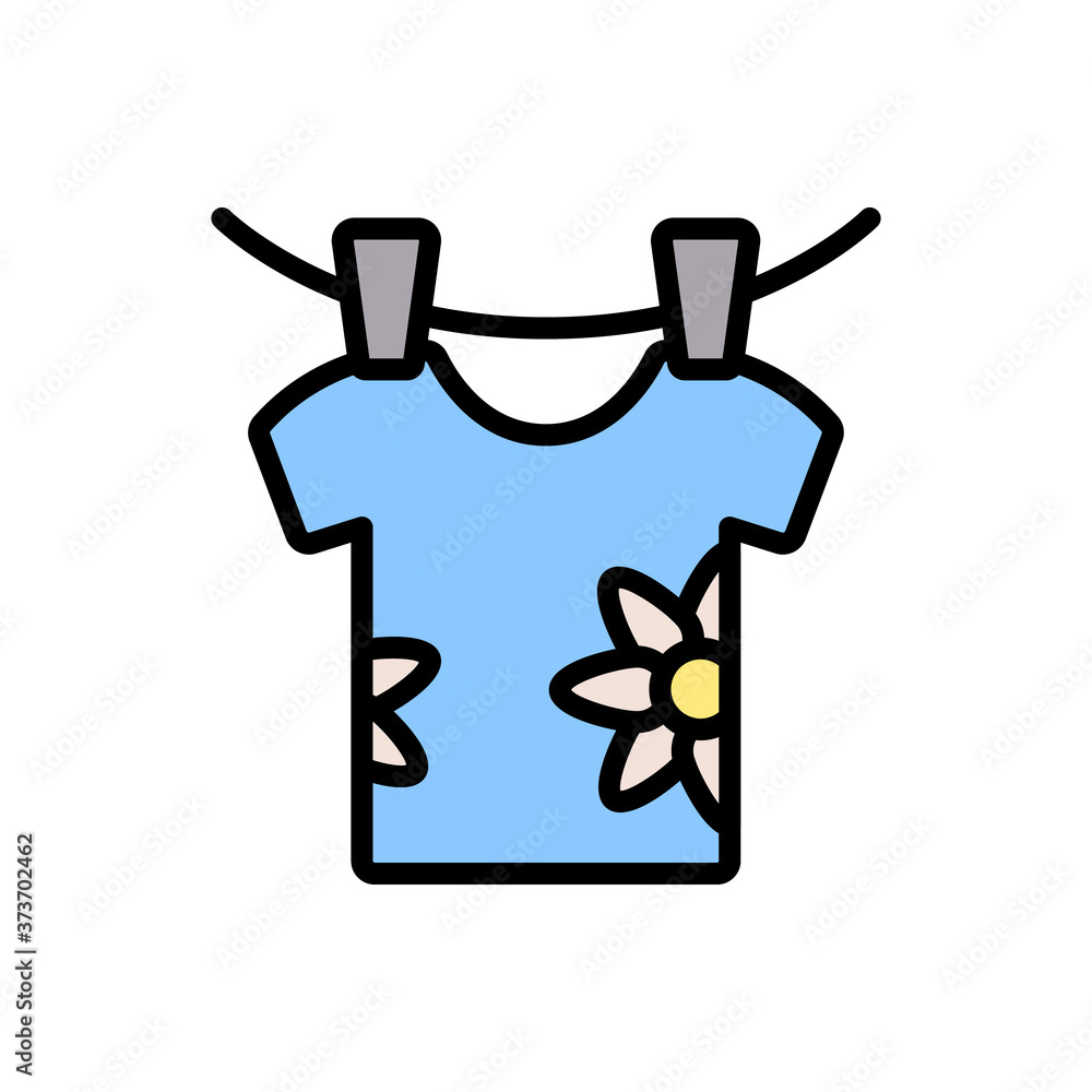 Poster t-shirt clothespin icon. simple color with outline vector elements of laundry icons for ui and ux, w