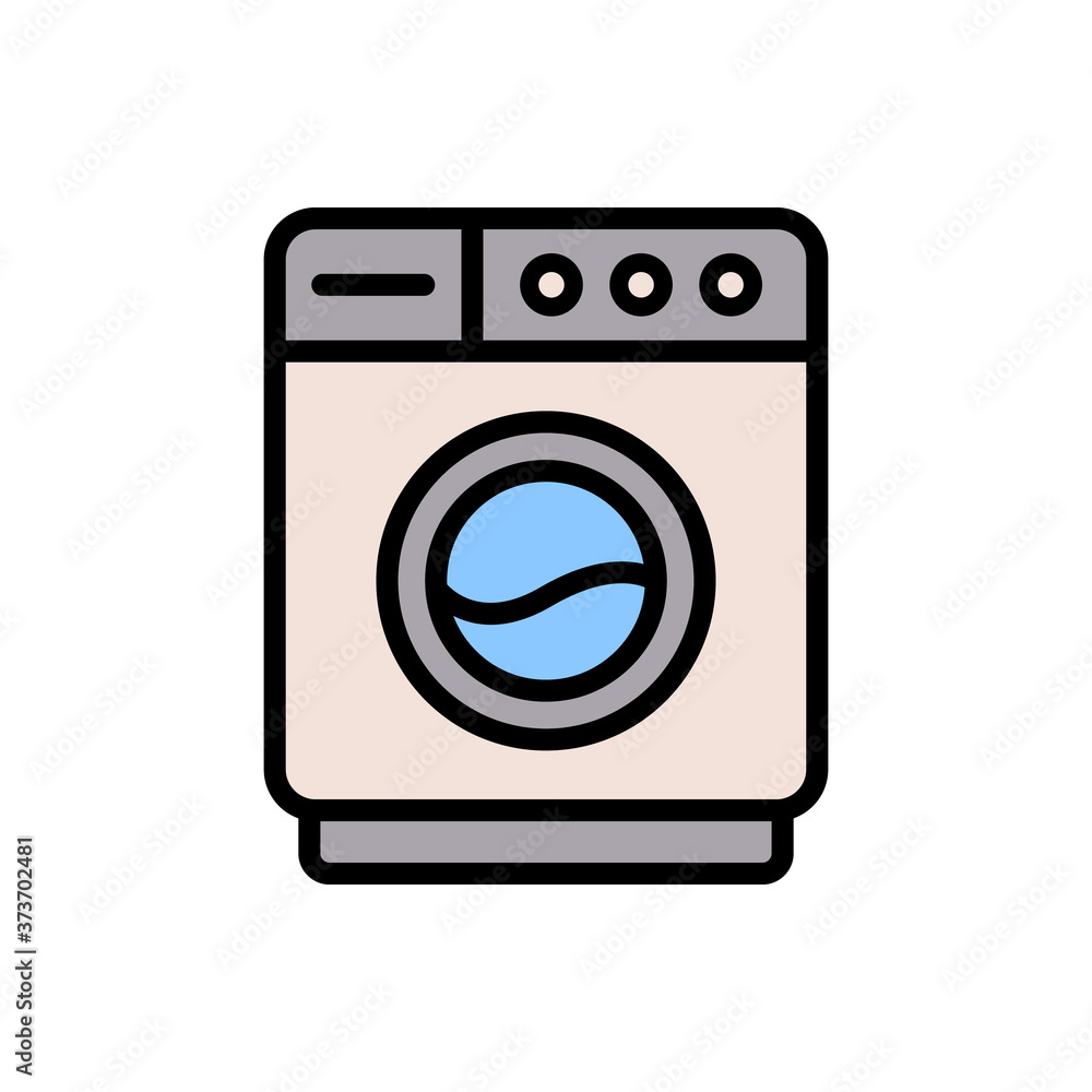Poster washing machine icon. simple color with outline vector elements of laundry icons for ui and ux, webs