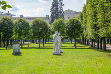 Naklejka premium Part of the architectural ensemble of the historical museum-estate Arkhangelskoye. Fine example of the 18th century architecture and park landscaping. Krasnogorsk, Russia