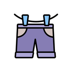 Trousers short clothespin icon. Simple color with outline vector elements of laundry icons for ui and ux, website or mobile application