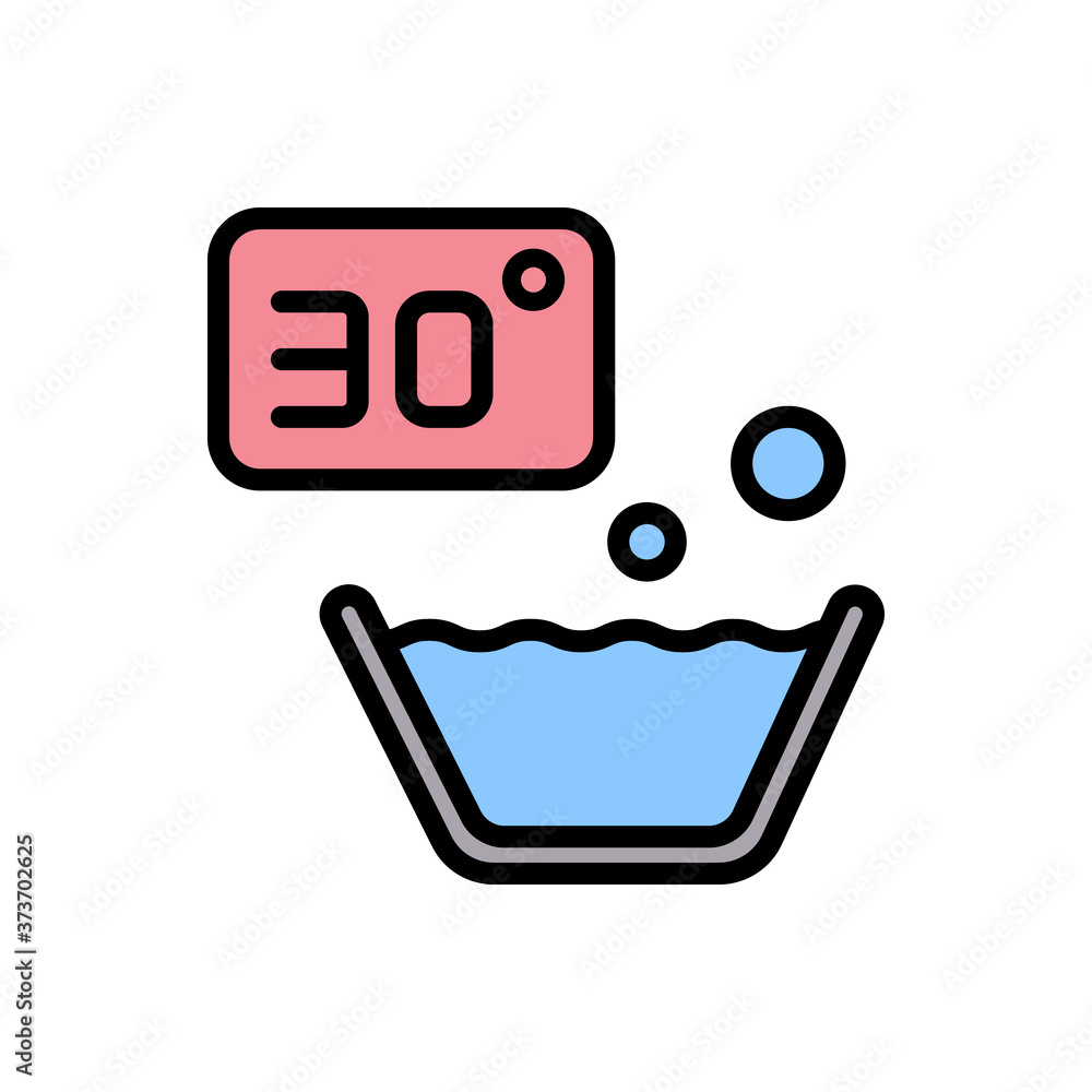 Poster 30 degree washing icon. simple color with outline vector elements of laundry icons for ui and ux, we