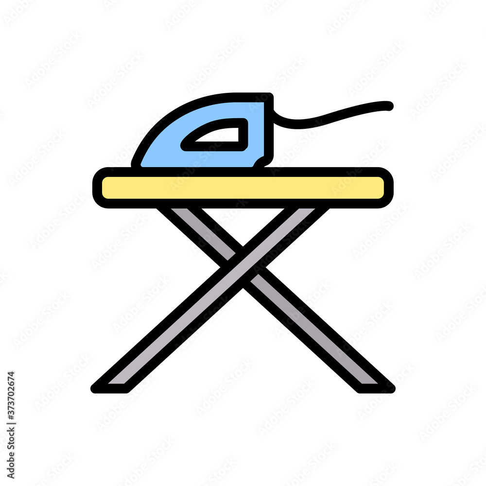 Poster iron board iron icon. simple color with outline vector elements of laundry icons for ui and ux, webs