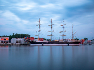 Historical Sailing Boat in Travemünde during summer time