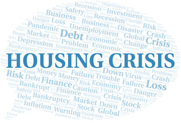 Housing Crisis word cloud create with text only.