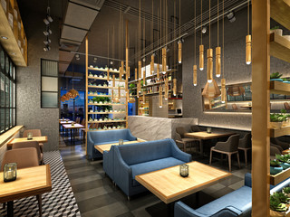 3d render of cafe house, restaurant