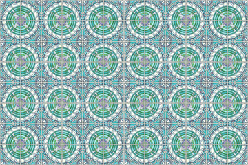 Azulejos em aquarela estilo português. Arte geométrica em tinta e nanquim em papel texturizado com replicação em padrões coloridos. Superfície de lajotas antigas. Ladrilhos detalhados alta resolução