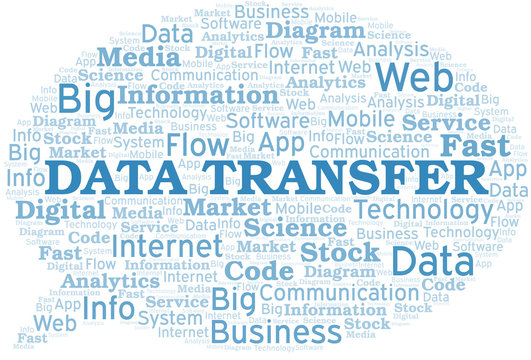 Data Transfer vector word cloud, made with text only.