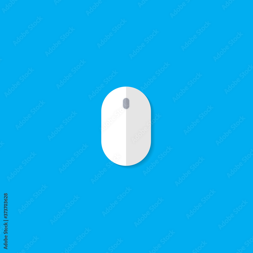 Poster computer mouse icon vector in flat style isolated on blue background
