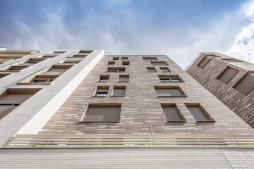 Modern brick pattern building with windows