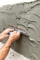 preparazione muro con malta