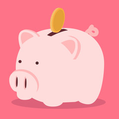  Piggy bank with coin saving money concept