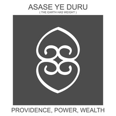 vector icon with african adinkra symbol Asase Ye Duru. Symbol of power and wealth