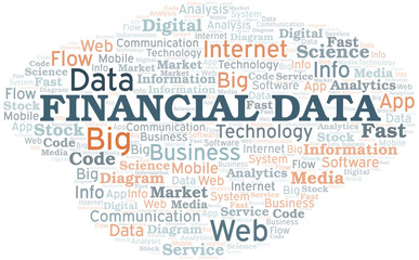 Financial Data vector word cloud, made with text only.