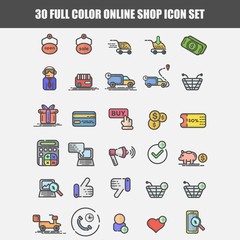 simple set online shop ico set vector