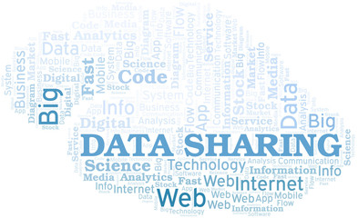 Obraz premium Data Sharing vector word cloud, made with text only.