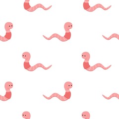 Kid Seamless Vector Pattern with Cute Cartton Worms