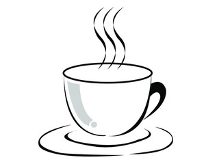 Black and white simple coffee cup painting.
