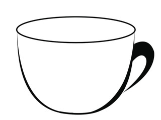 Black and white simple coffee cup painting.