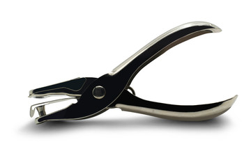 Hand paper punching machine on a white background,with clipping path