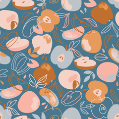 APPLE ABSTRACT Delicious Fruit Hand Drawn Seamless Pattern