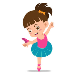 Little Ballerina Girl Posing Ballet Dance on a White Background