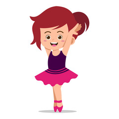 Little Ballerina Girl Posing Ballet Dance on a White Background