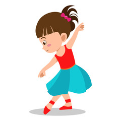 Little Ballerina Girl Posing Ballet Dance on a White Background