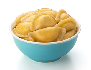 Dumplings, russian vareniki, pelmeni isolated on white background