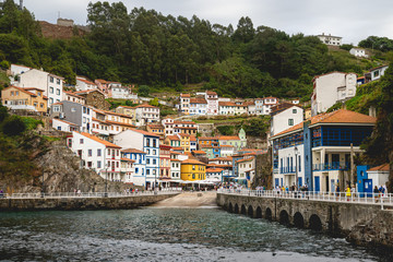 Fototapeta na wymiar Small Fishing Village named Cudillero in Asturias, Spain