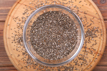 chia seeds on the table. Superfood, nutritional supplements, weight loss
