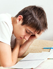 Tired Student working