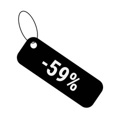 Minus 59 fifty nine percent discount sale label tag. Flat coupon sticker icon.