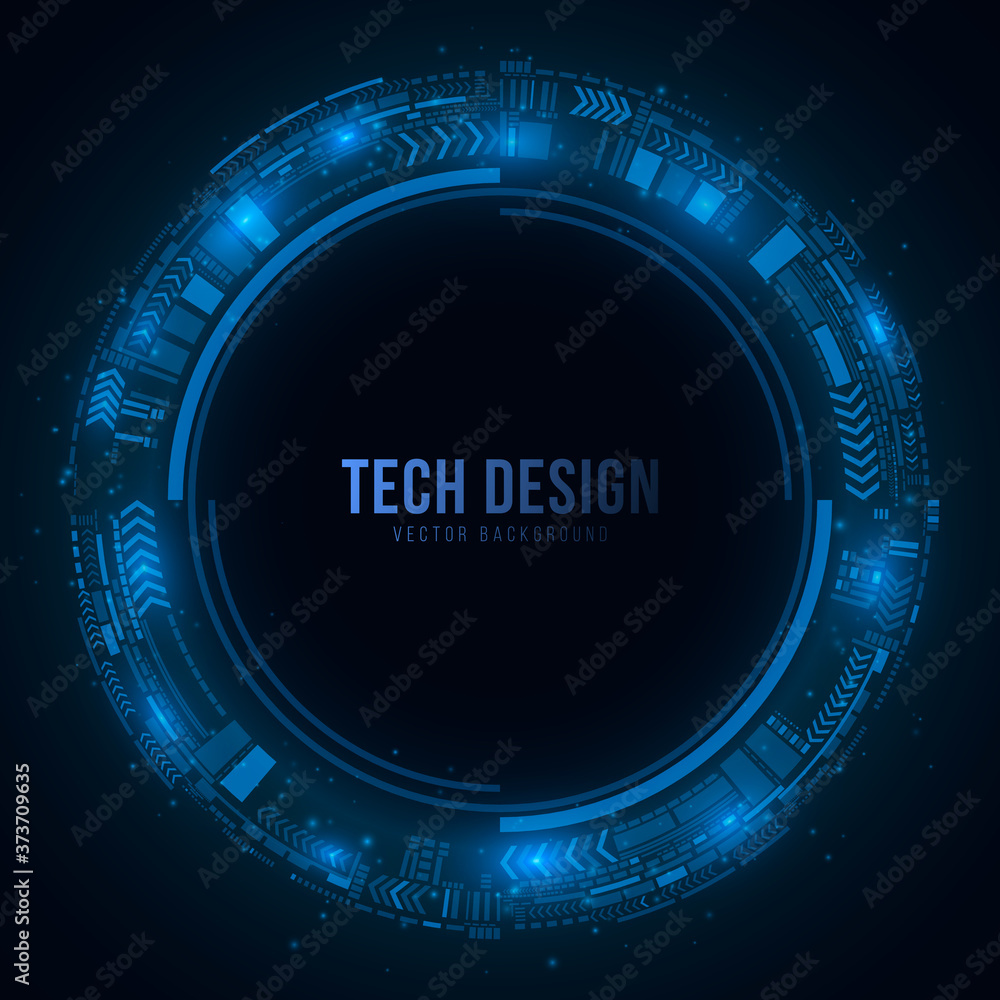 Poster technological cyber circle made of a glowing scheme in a futuristic style. sci-fi user interface wit