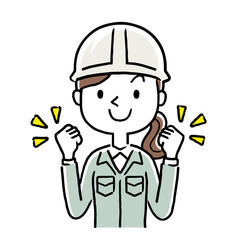 Stock illustration: young woman wearing work clothes, motivated, energetic