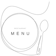 Menu background, spoon and plate vector illustration